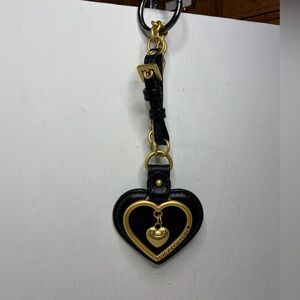 Vintage Y2K Juicy Couture Leather & Brass Heart Bag Charm